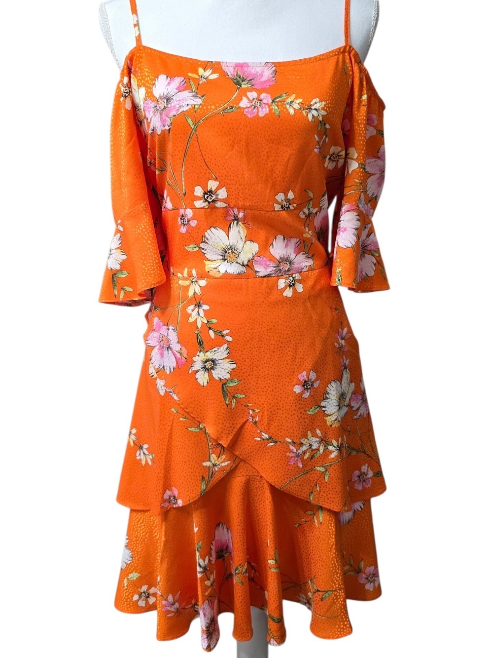 Emma & Michele Floral Mini Dress Orange & Pink Size 14 NWT